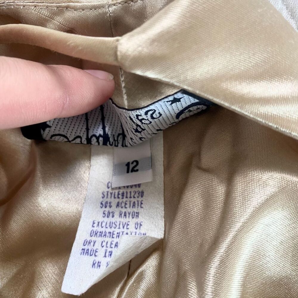 Hampton Nites Early 2000's Gold Champagne Satin Mermaid Prom Formal Dress 12 / L - Picture 6 of 6
